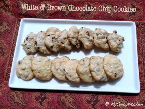 White & brown chocolate chip cookies