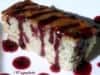 Blueberry cake slice with spiced apple juice