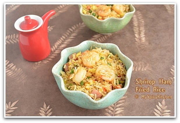 Shrimp & Ham Fried Rice, Chinese Fried Rice, Prawn Fried Rice, Cooking from Cookbooks Challenge, 