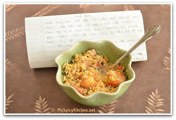 Shrimp & Ham Fried Rice, Chinese Fried Rice, Prawn Fried Rice, Cooking from Cookbooks Challenge, 