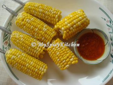 corn on the cob, garlic butter sauce