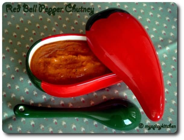 red bell pepper chutney, red bell pepper pacchadi