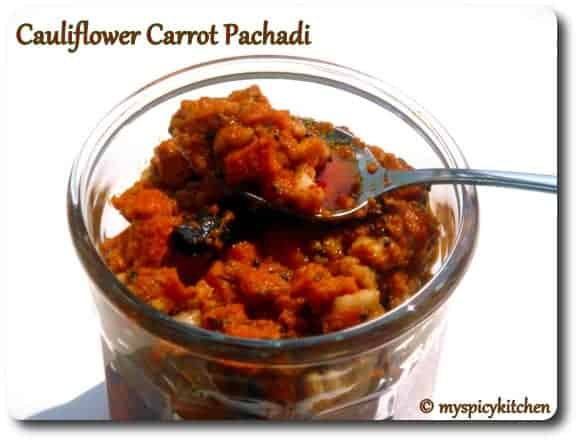 Cauliflower Pachadi, Carrot Pachadi, Cauliflower Pachadi, Gobhi Achar, Gajar A