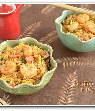 Shrimp & Ham Fried Rice, Chinese Fried Rice, Prawn Fried Rice, Cooking from Cookbooks Challenge,