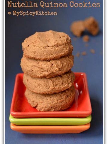 A stack of eggless Nutella quinoa cookies