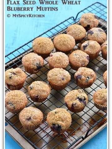 Blueberry muffins, flaxseed recipe, whole wheat flour muffins, blogging marathon, baking marathon, FireUpYourOven