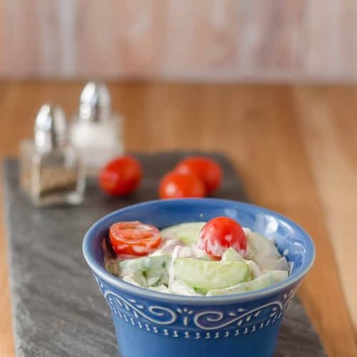 Cucumber Tomato Salad with Sour Cream, Cucumber Tomato Salad, Salad, Summer Salad, Blogging Marathon, Simple Salad