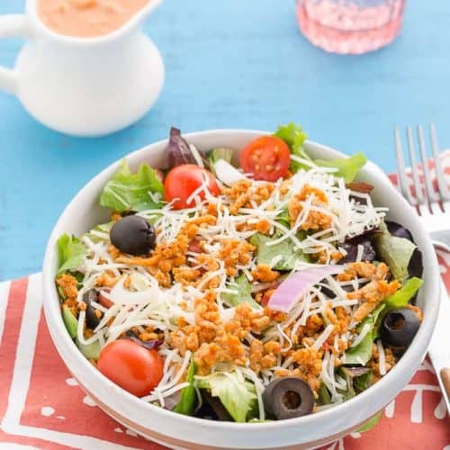 Salad, Ground Chicken Salad, Ground Chicken Salad with Taco Seasoning, Blogging Marathon, Taco Salad