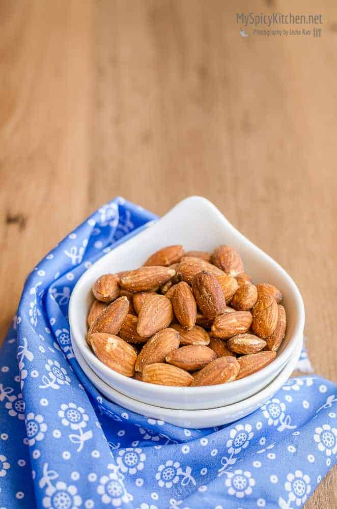 Blogging Marathon, Cooking with Nuts, Microwave Cooking, Microwave Roasted Almonds, Microwave Roasted Nuts, Spicy Almonds,