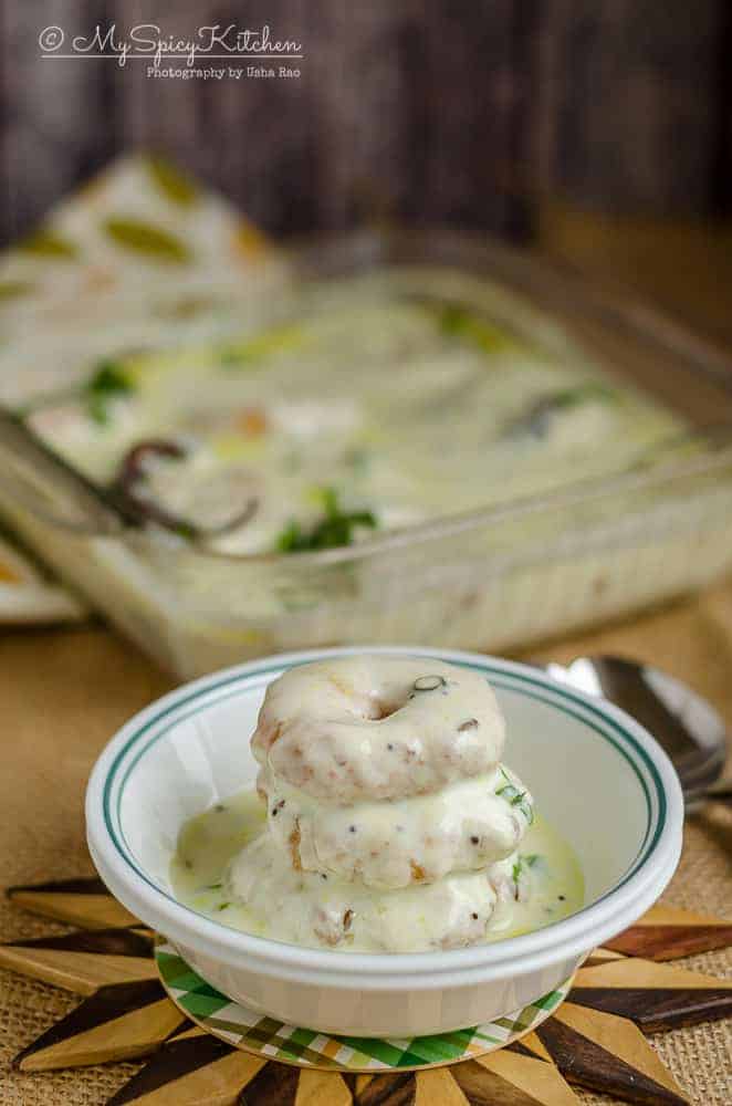Dahi Vada, Indian Food, South Indian Food, Savory Donuts in Yogurt Sauce, Blogging Marathon, Cooking Carnival, Protein Rich Food, Cooking With Protein Rich Ingredients, Cooking with yogurt,