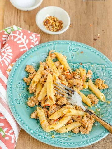 Blogging Marathon, Cooking Carnival, Protein Rich Food, Cooking With Protein Rich Ingredients, Cooking With Chicken, Penne Pasta with Hot Italian Sausage, Sausage, Hot Italian Sausage, Penne Pasta, Chicken Sausage, Italian Chicken Sausage,