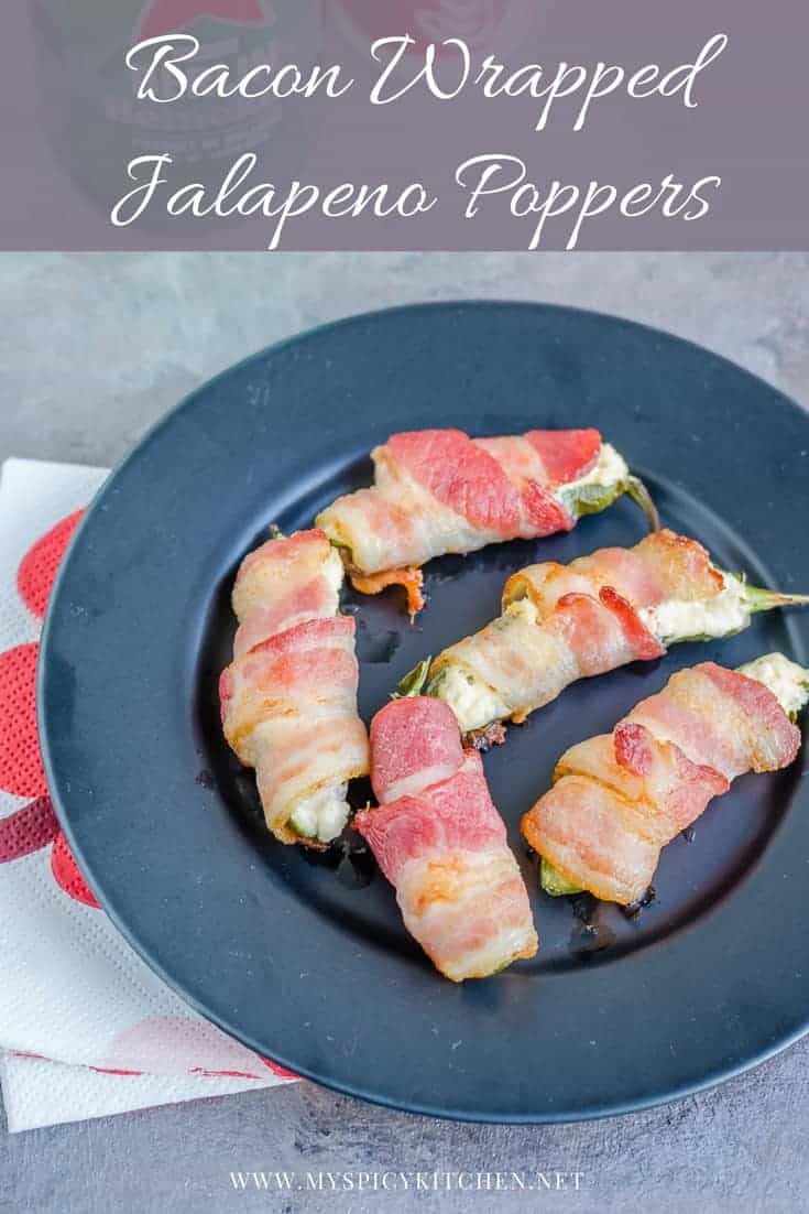 Plate of 3 ingredient  bacon wrapped jalapeno  poppers.
