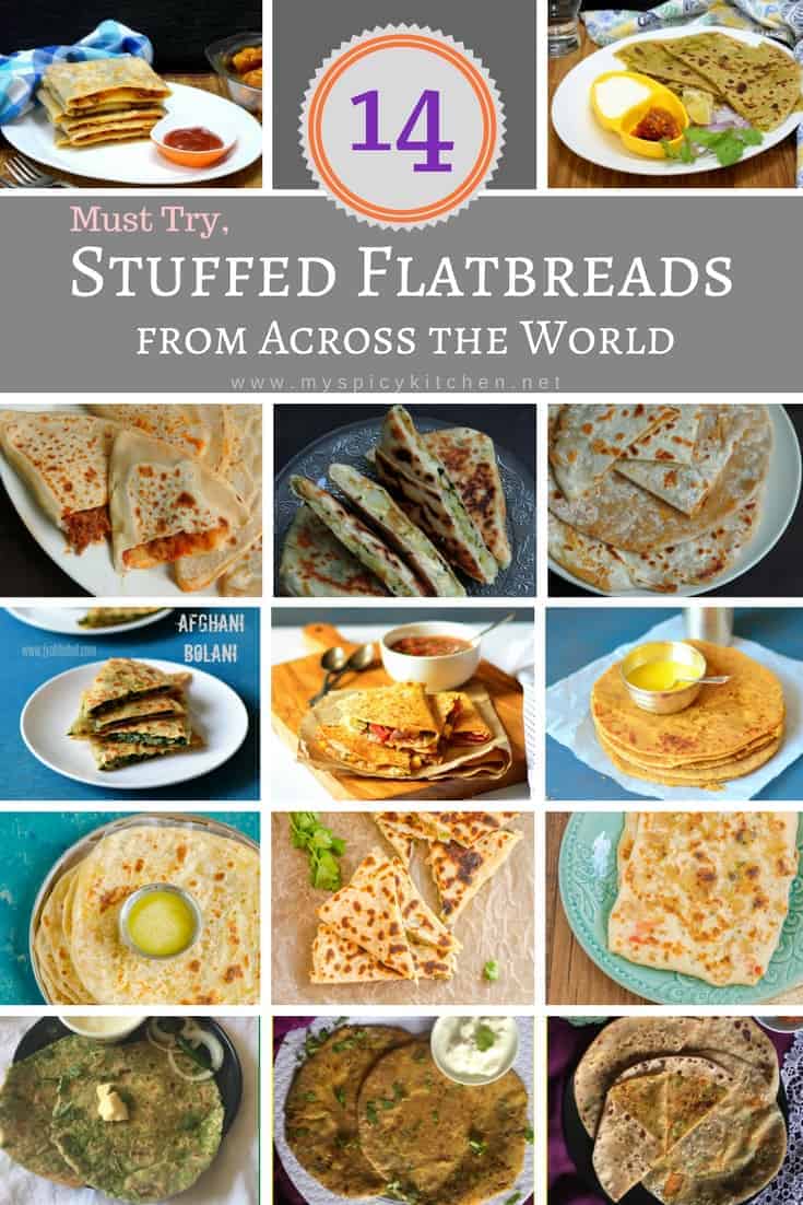 A collection of 14 stuffed flatbread recipes from around the world.