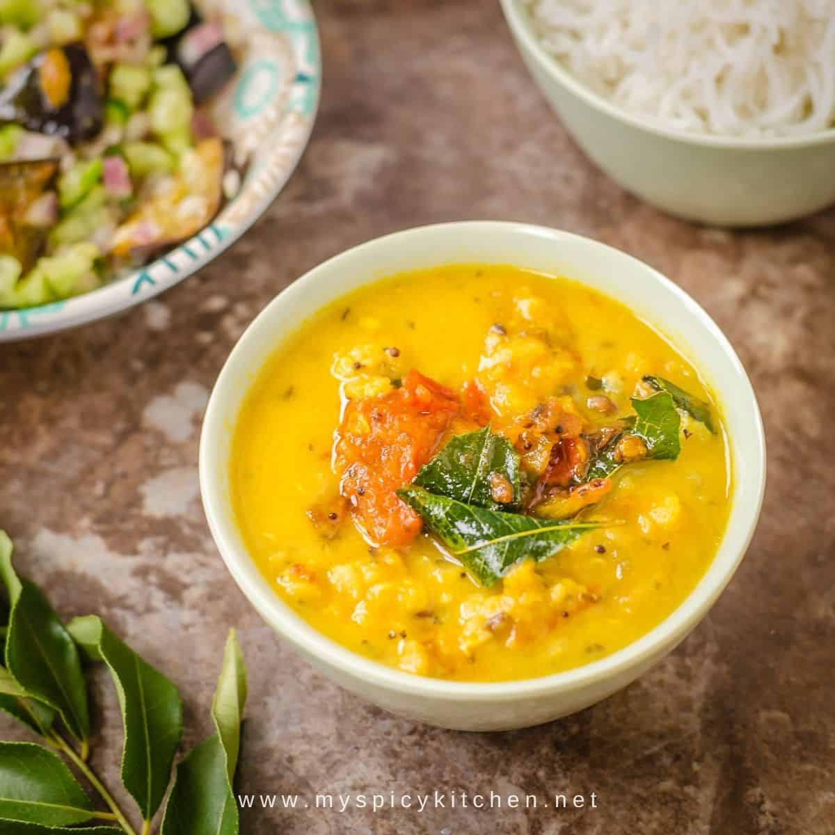 A bowl of dhal curry - orange lentils curry