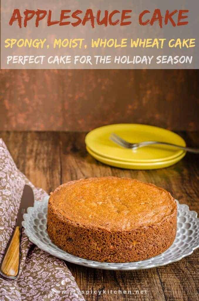 Applesauce whole wheat cake is a moist tasty holiday cake