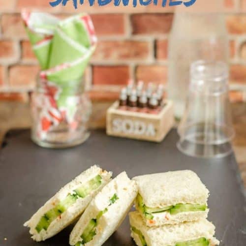 3 ingredient mini cucumber sandwiches are a kids friendly tea time snack and great for parties as well