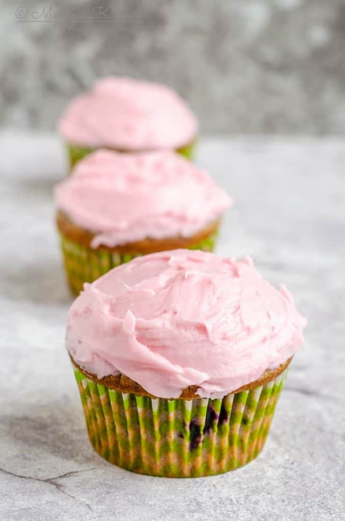 Blackberry lime cupcakes frosted with cream cheese