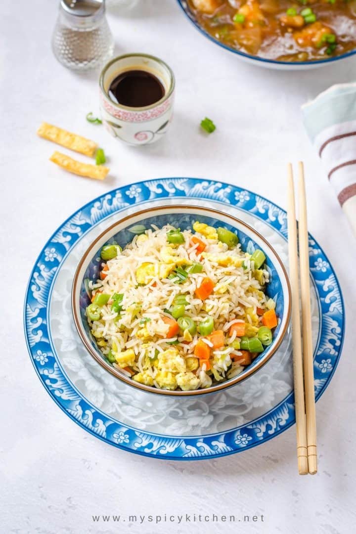 Indo Chinese Egg Fried Rice - MySpicyKitchen
