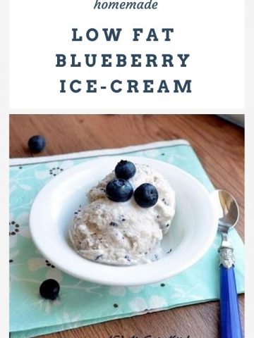 A bowl of low fat blueberry ice cream