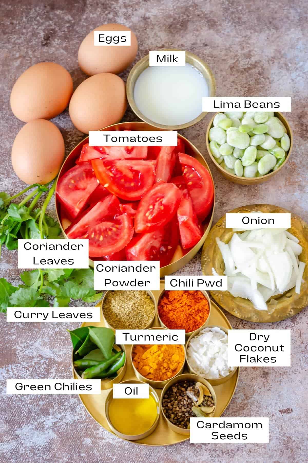 Ingredients for tomato shorva recipe.